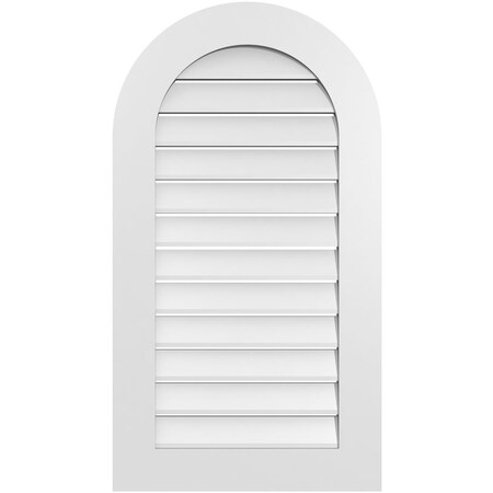 Ekena Millwork Round Top Surface Mount PVC Gable Vent: Functional, w/ 3-1/2"W x 1"P Standard Frame, 22"W x 40"H GVPRT22X4001SF
